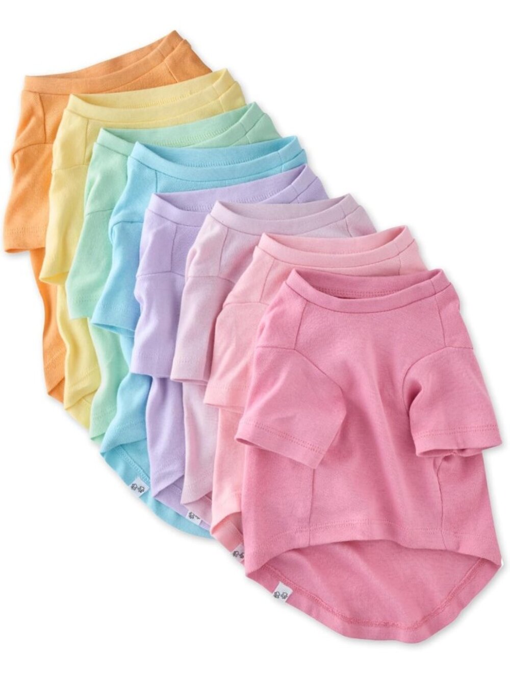 8 Pack Organic Cotton Pet T-Shirts - Short Sleeve Tees for Small to X-Large Dogs